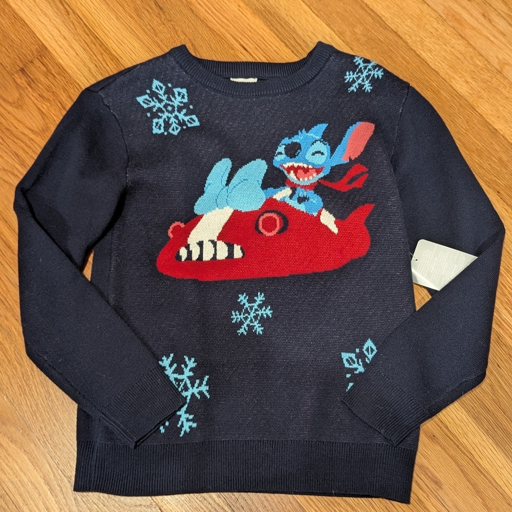 Disney NWT Stitch Navy Sweater Size 7/8
